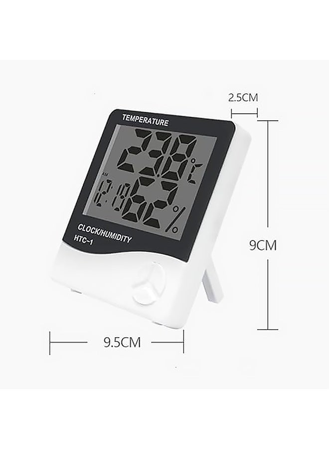 Digital Humidity Meter，Indoor Outdoor Temperature Thermometer，Humidity Monitor with LCD Alarm Clock, Humidity Meter For House Home Greenhouse White - Image 3